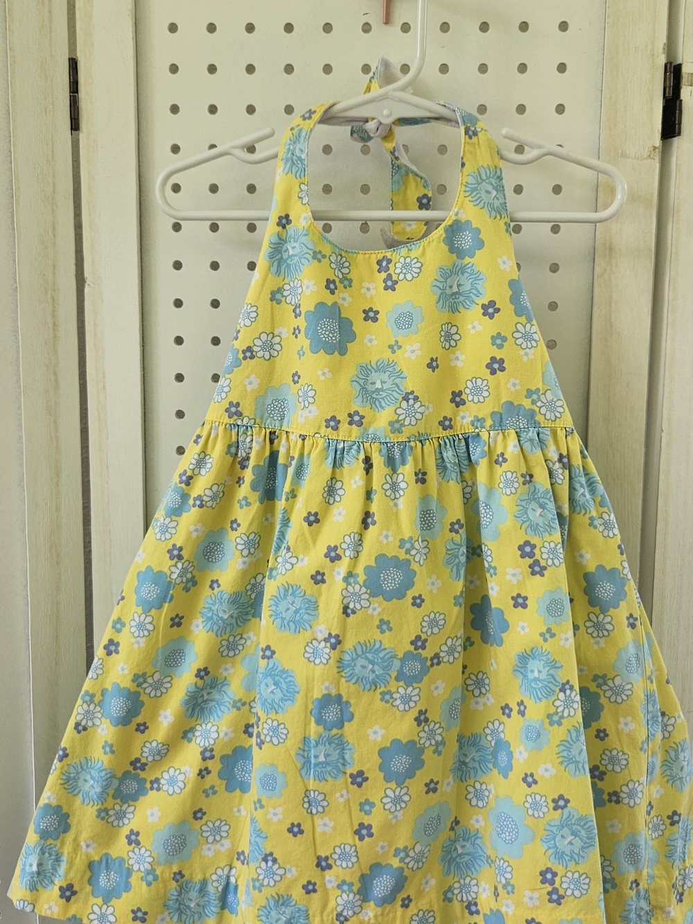 Lilly Pulitzer Yellow Halter Dress with Blue Floral Girls Size 4